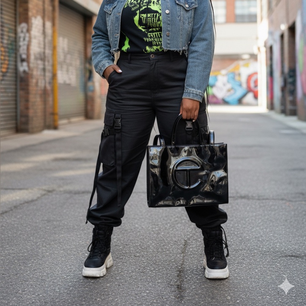 Authentic TELFAR Black Patent Leather Tote Bag